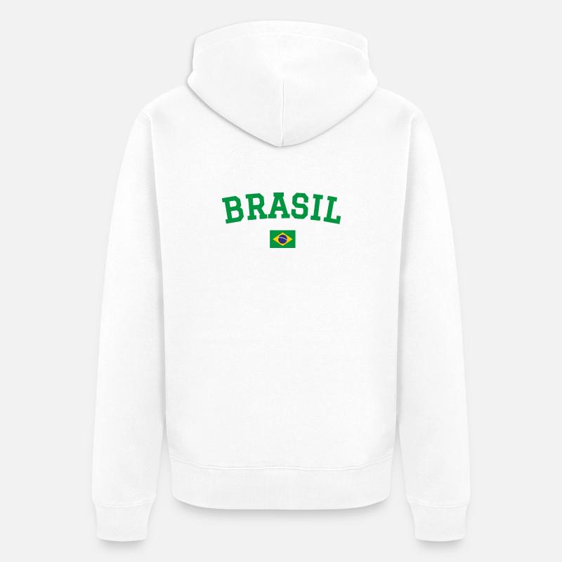 Drapeau du Brésil Conception Vert - Veste à capuche bio Premium Unisexe - blanc