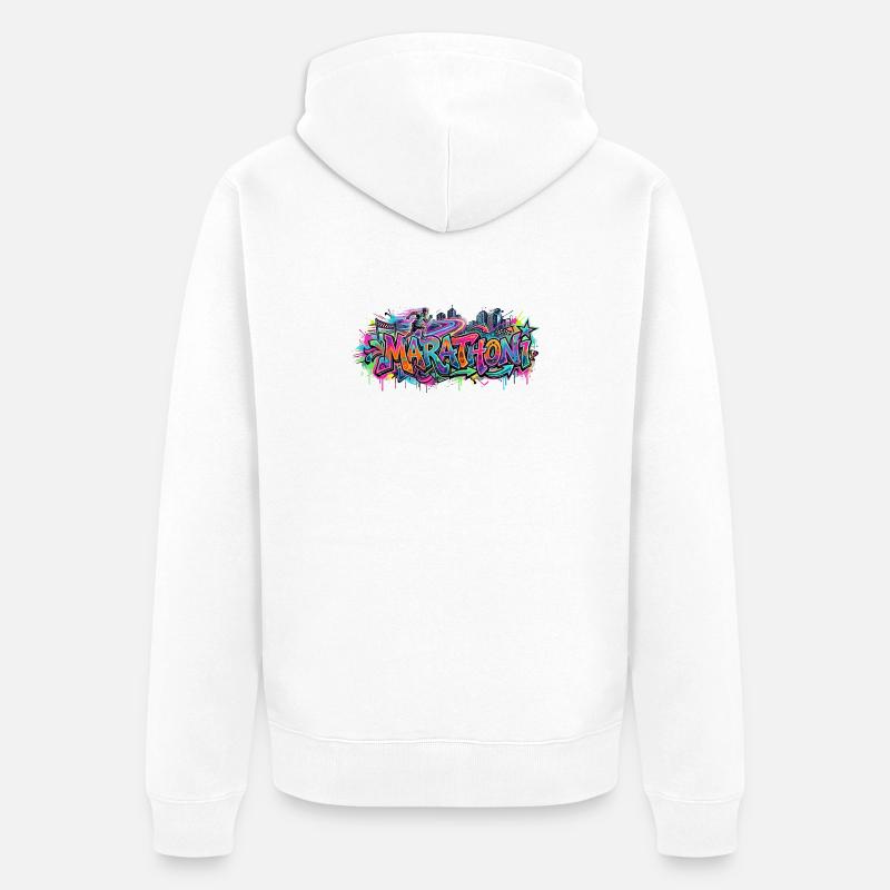 Farbrausch Marathon Graffiti - Veste à capuche bio Premium Unisexe - blanc