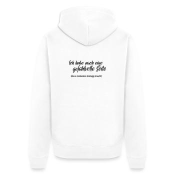 gefühlvolle Seite - Unisex Premium Bio Zip Hoodie - Weiß - Hinten - Thijin (182cm)