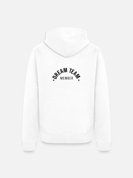 Dream Team Member Curved Text Gift - Unisex Premium Organic Zip Hoodie - white