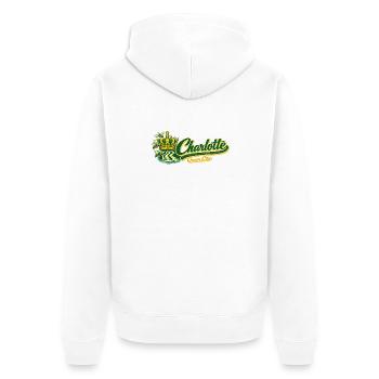 Design rétro vintage de Charlotte Queen City - Veste à capuche bio Premium Unisexe - blanc - Dos - Thijin (182cm)