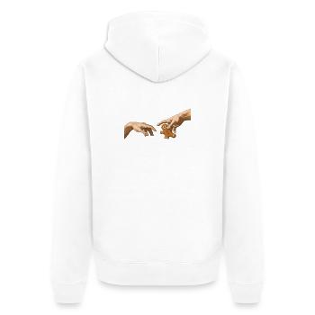 Lebkuchenplätzchen – Die Kreation – Lustiges Weihn - Unisex Premium Bio Zip Hoodie - Weiß - Hinten - Thijin (182cm)