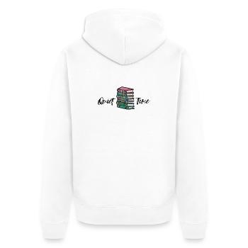 Illustration d’une pile vibrante de livres - Veste à capuche bio Premium Unisexe - blanc - Dos - Thijin (182cm)