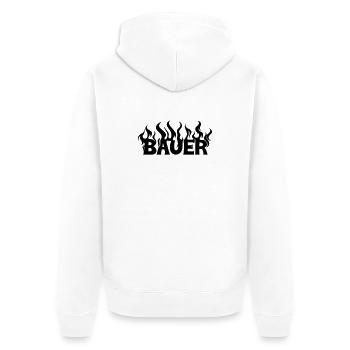 Bauer lodernde Flammen - Unisex Premium Bio Zip Hoodie - Weiß - Hinten - Thijin (182cm)