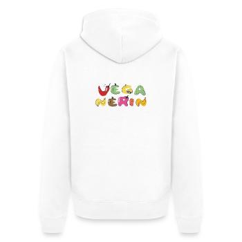 Vegan  Bunte Gemüsebuchstaben - Unisex Premium Bio Zip Hoodie - Weiß - Hinten - Thijin (182cm)