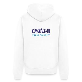 Europäer:in  - Unisex Premium Bio Zip Hoodie - Weiß - Hinten - Thijin (182cm)