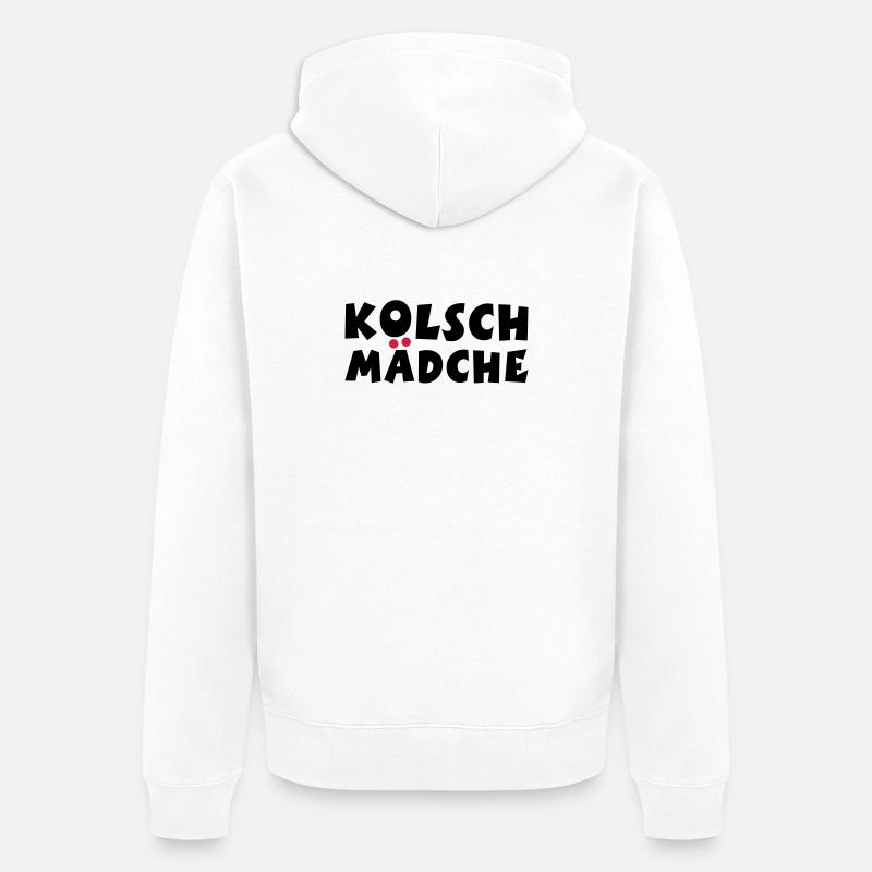Kölsch Mädche - Ein Mädchen aus Köln - Unisex Premium Bio Zip Hoodie - Weiß