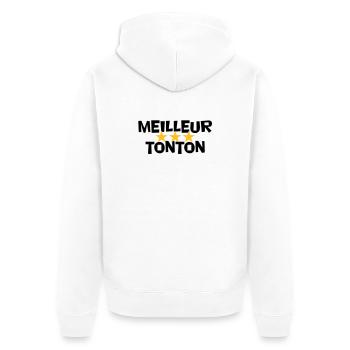 BEST UNCLE - Unisex Premium Bio Zip Hoodie - Weiß - Hinten - Thijin (182cm)