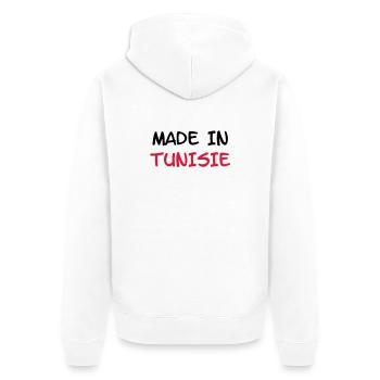 Made in Tunisie - Veste à capuche bio Premium Unisexe - blanc - Dos - Thijin (182cm)