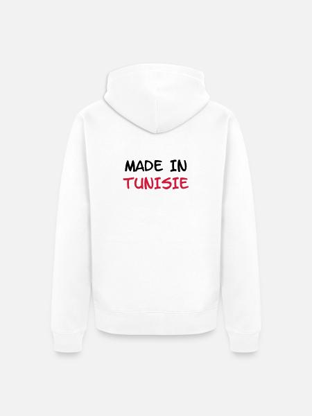 Made in Tunisie - Unisex Premium Organic Zip Hoodie - white