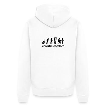 gamer evolution - Unisex Premium Bio Zip Hoodie - Weiß - Hinten - Thijin (182cm)