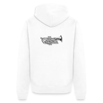 Trompete mit Schatten - Unisex Premium Bio Zip Hoodie - Weiß - Hinten - Thijin (182cm)
