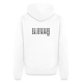 Calisthenics – Bodyweight Athlete - Unisex Premium Bio Zip Hoodie - Weiß - Hinten - Thijin (182cm)