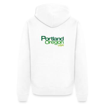 Portland, Oregon, États-Unis Typing - Veste à capuche bio Premium Unisexe - blanc - Dos - Thijin (182cm)