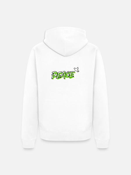 Peace Peace Dove of Peace - Unisex Premium Organic Zip Hoodie - white