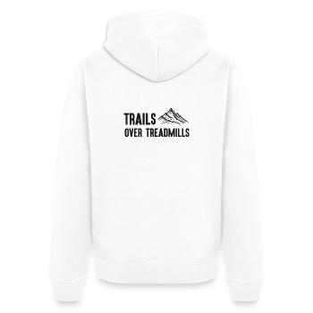 Trail Running - Trails Over Treadmills - Unisex Premium Organic Zip Hoodie - white - Back - Thijin (182cm)