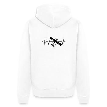 Flugzeug Puls Herzschlag fliegen Flieger Symbol - Unisex Premium Bio Zip Hoodie - Weiß - Hinten - Thijin (182cm)