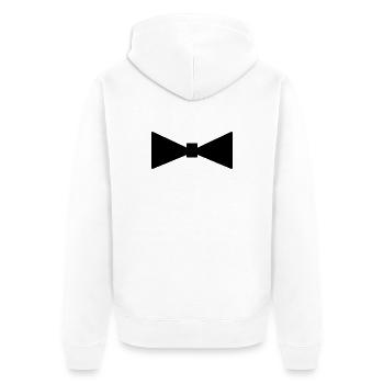 FROHER VATERTAG. BINDEN - Unisex Premium Bio Zip Hoodie - Weiß - Hinten - Thijin (182cm)