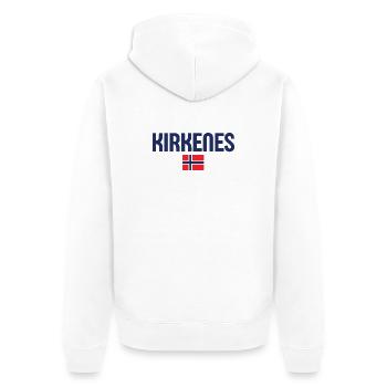 KIRKENES Norwegen Flagge - Unisex Premium Bio Zip Hoodie - Weiß - Hinten - Thijin (182cm)