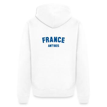 ANTIBES France Frankreich - Veste à capuche bio Premium Unisexe - blanc - Dos - Thijin (182cm)