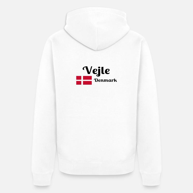 Vejle Danemark - Imprimés élégants - Veste à capuche bio Premium Unisexe - blanc