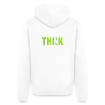 THINK Green | Cooles Streetwear-Typo-Design - Unisex Premium Bio Zip Hoodie - Weiß - Hinten - Thijin (182cm)