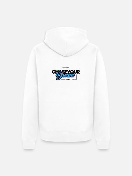 Don't stop to chase your dream. - Unisex Premium Organic Zip Hoodie - white