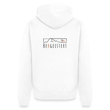 Bergeistert Berge Begeisterung Sonne Wandern Trail - Unisex Premium Bio Zip Hoodie - Weiß - Hinten - Thijin (182cm)