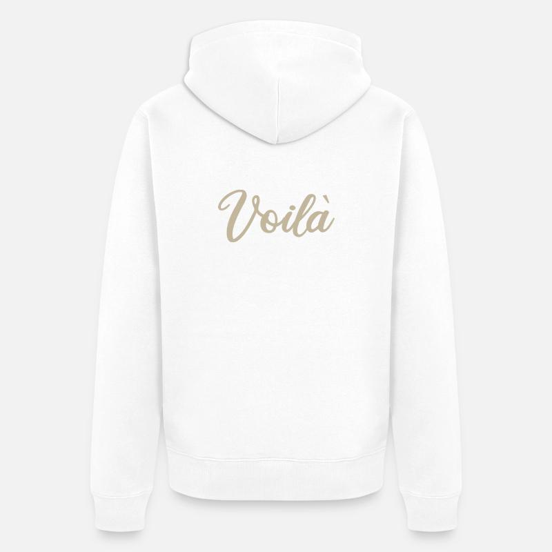 Voila Manuscrit Script Design - Veste à capuche bio Premium Unisexe - blanc