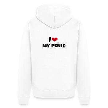 I love - Unisex Premium Organic Zip Hoodie - white - Back - Thijin (182cm)