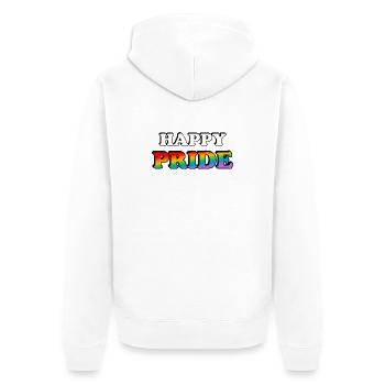 Pride Rainbow Text Design - Unisex Premium Organic Zip Hoodie - white - Back - Thijin (182cm)