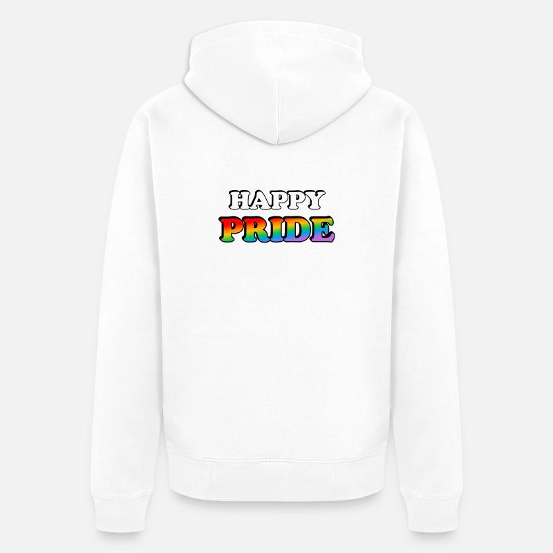 Pride Regenbogen Textdesign - Unisex Premium Bio Zip Hoodie - Weiß