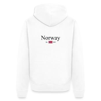 Norway - Norge - Norway - Flag - Scandinavia - Unisex Premium Organic Zip Hoodie - white - Back - Thijin (182cm)