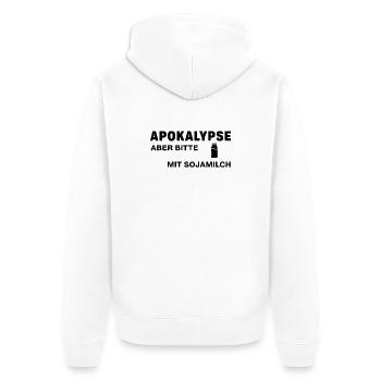 Apocalypse – but please with soy milk - Unisex Premium Organic Zip Hoodie - white - Back - Thijin (182cm)