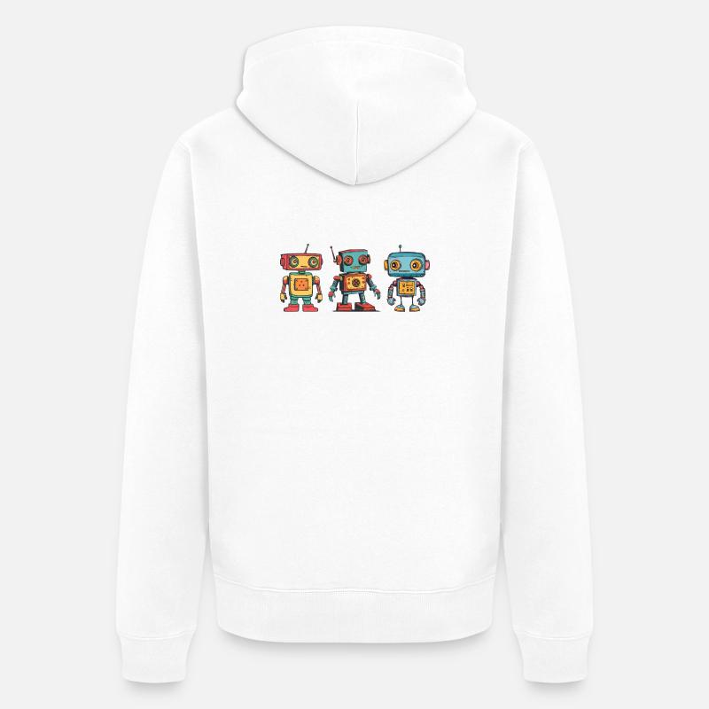 Illustration de robot rétro nostalgique - Veste à capuche bio Premium Unisexe - blanc