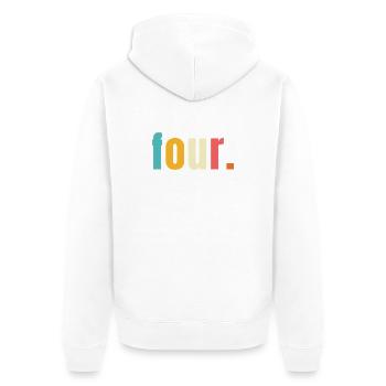 Four Vier Jahre 4. Geburtstag Text Schrift Bunt - Unisex Premium Bio Zip Hoodie - Weiß - Hinten - Thijin (182cm)