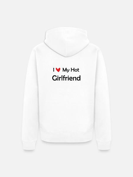 Heart lettering with red heart - Unisex Premium Organic Zip Hoodie - white