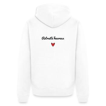 RETRAITE. RETRAITEE. COEUR. BONNE RETRAITE - Veste à capuche bio Premium Unisexe - blanc - Dos - Thijin (182cm)
