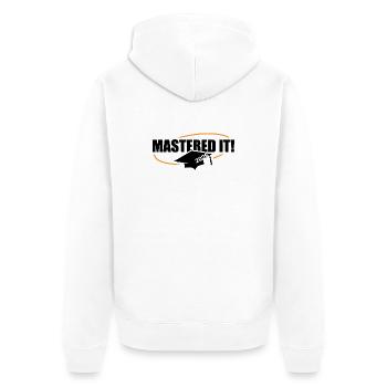 Master 2026 Abschluss Promotion Sponsion - Unisex Premium Bio Zip Hoodie - Weiß - Hinten - Thijin (182cm)
