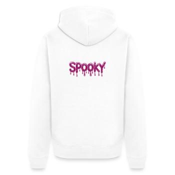  Spooky Pinktropfender Schriftzug Für Halloween - Unisex Premium Bio Zip Hoodie - Weiß - Hinten - Thijin (182cm)