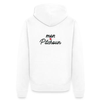 Mein Pitchoun-Herz - Unisex Premium Bio Zip Hoodie - Weiß - Hinten - Thijin (182cm)