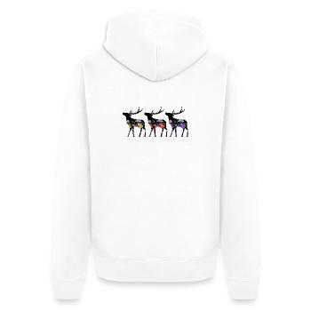 Hirsch - Unisex Premium Bio Zip Hoodie - Weiß - Hinten - Thijin (182cm)