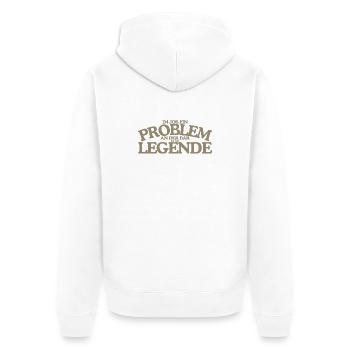 Job Problem Bar Legende Lustiges Retro Design - Unisex Premium Bio Zip Hoodie - Weiß - Hinten - Thijin (182cm)
