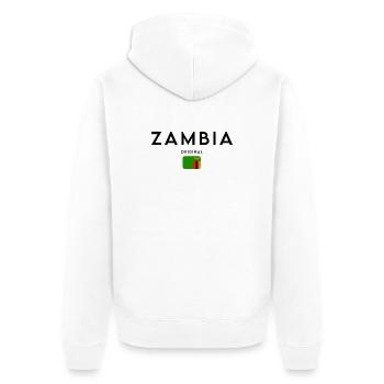 Zambian flag, elegant minimalist design - Unisex Premium Organic Zip Hoodie - white - Back - Thijin (182cm)