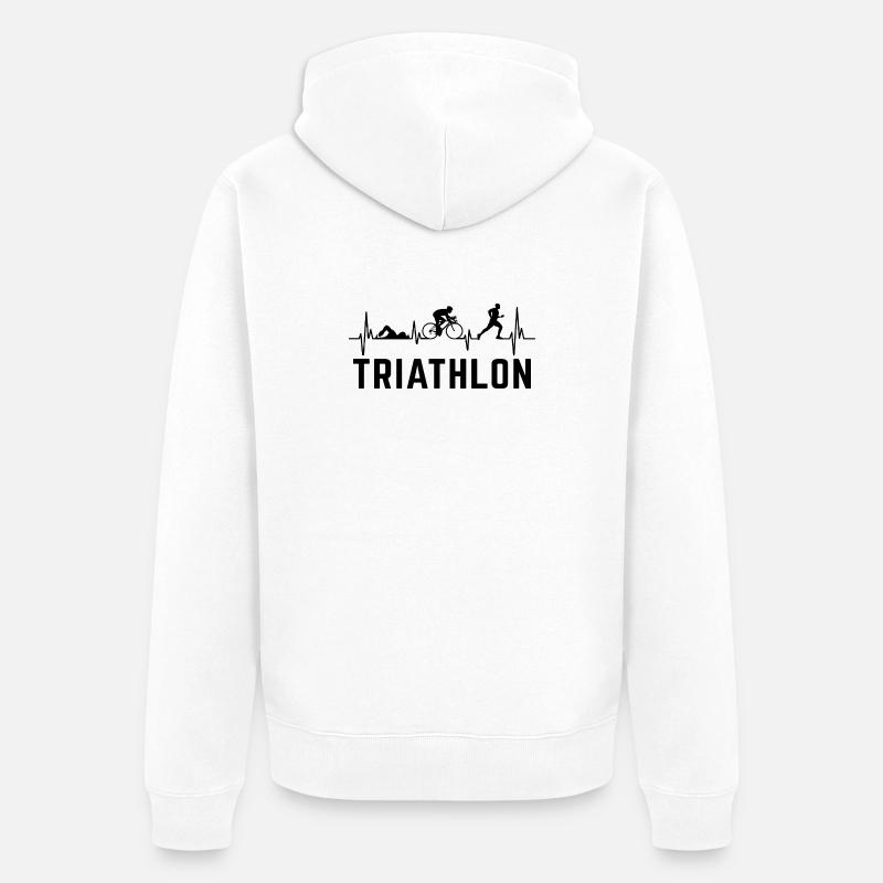triathlete battement de coeur triathlon - Veste à capuche bio Premium Unisexe - blanc