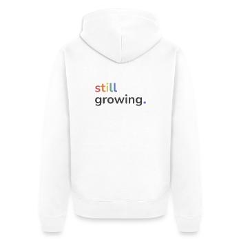 Still Growing Pride Rainbow Minimalist - Unisex Premium Organic Zip Hoodie - white - Back - Thijin (182cm)
