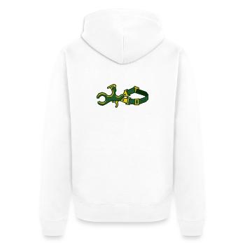 Release Bogenschießen Compoundbogen Schütze - Unisex Premium Bio Zip Hoodie - Weiß - Hinten - Thijin (182cm)