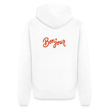 Bonjour with Love Heart in French France - Unisex Premium Bio Zip Hoodie - Weiß - Hinten - Thijin (182cm)