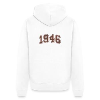 Aventure Rétro 80 Ans Octogénaire Cadeau 1946 - Veste à capuche bio Premium Unisexe - blanc - Dos - Thijin (182cm)