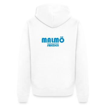 Malmo Sweden - Unisex Premium Organic Zip Hoodie - white - Back - Thijin (182cm)
